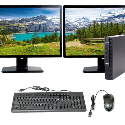 Dell Mini Desktop Dual 22in LCD Computer I5 16GB 512GB SSD Windows 10 Pro Wi-Fi • $258