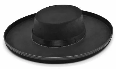 Unisex Adults Black Hat Bandit Zorro Felt Budget Men’s Spanish Fancy Dress • £12.95