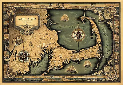 Historical Map Cape Cod Massachusetts Vintage Wall Art Poster Decor Vintage • $37.95