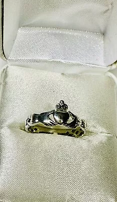 Handcrafted Solid 925 Sterling Silver Irish Celtic Heart- Claddagh Ring • $15