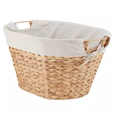 Braided Water Hyacinth Laundry Basket Natural Hand Woven Handles • $23.71