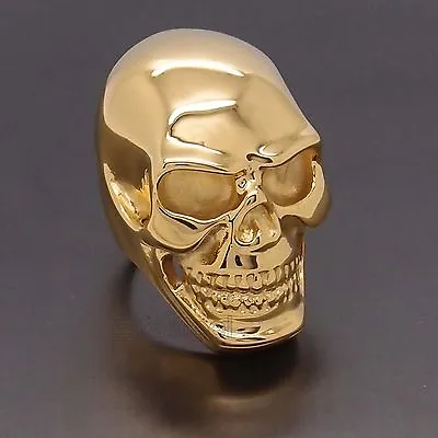 MENS Huge Heavy Gold Skull 316L Stainless Steel Biker Ring Size 8-15 • $8.88