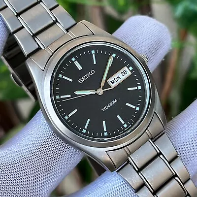 Vintage Seiko JDM Titanium Dress Formal Japan Made Men's Quartz Watch 7N43-9090 • $111