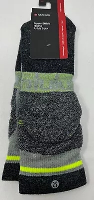 Men's Lululemon Power Stride Hiking Ankle Sock Black  Size XL 12.5-14 Wool Blend • $18.79