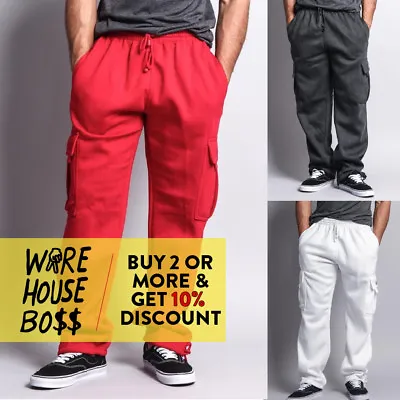 Dr Mens Plain Sweatpants 5 Pocket Cargo Pants Heavyweight Fleece Jogger Hip Hop • $29.90