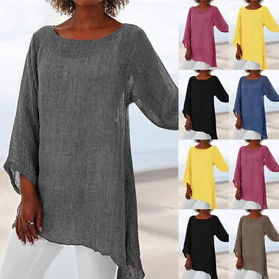 Plus Size Womens Kaftan Long Sleeve Tunic Tops Ladies Loose Shirt Casual Blouse • £8.59