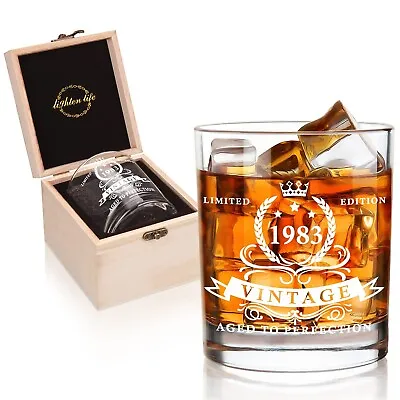 LIGHTEN LIFE 41st Birthday Gifts For Men 360ml1983 Whiskey Glass In Valued Wood • £6.95