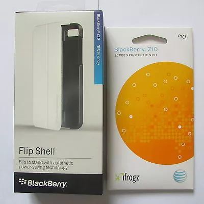 Blackberry Z10 Flip Shell Folio Case White NFC Friendly + Free IFrogz Screen-NIB • $5.99