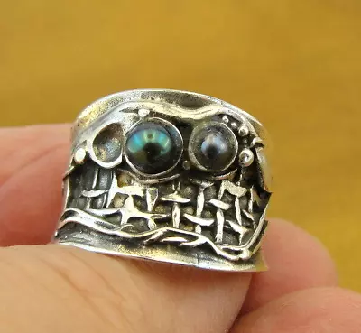 Black Pearl Ring Sz 78910 Handmade 925 Sterling Silver Hadar Designers (H) • $99