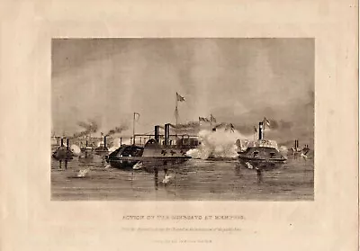 Civil War Photo: Gunboats At Memphis Johnson Fry & Co Publisher New York • $7.99