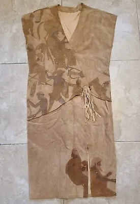 VTG Handmade Leather/Suede Dress Greek Gods Embellished Fringe Women's XS OEI? • $50