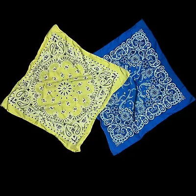 Vintage Bandana Lot Of 2 Blue Yellow 80’s 90’s Y2K • $40