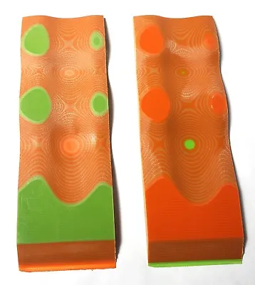  G10 3/8 .375 6X2 SAFETY ORANGE / LIME GREEN LAYERED KNIFE HANDLE MATERIAL 2 Pcs • $15.46