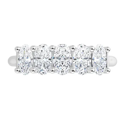 2.50 Ct Colorless Moissanite Oval Semi Eternity Wedding Band Ring • $2199