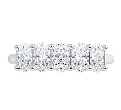 7.50 Ct Colorless Moissanite Oval Semi Eternity Wedding Band Ring • $3499