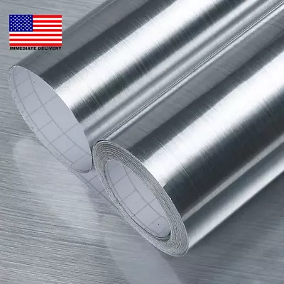 Brushed Silver Contact Paper Stainless Steel Contact Paper Peel And Stick On Rem • $11.87