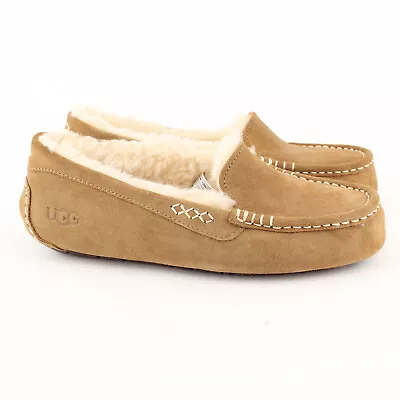 UGG Ansley Womens Size 9 Chestnut Suede Wool Lined Slippers Slip On Cozy Shoes • $49.95