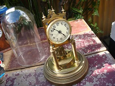 Vintage Old  Gustav Backer  400 Day Torsion Anniversary Glass Dome  Mantle Clock • £3.20