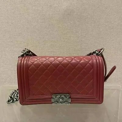 Chanel The Boy Red Shoulder Bag  Medium Size • $4500