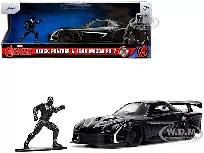 1995 Mazda Rx-7 Rhd & Black Panther Figure  The Avengers  1/32 Model Jada 33078 • $10.99