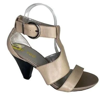 ME TOO Size 9 DIXIE BEIGE Gladiator Leather High Heel Sandal Open Toe Shoes • $21.99