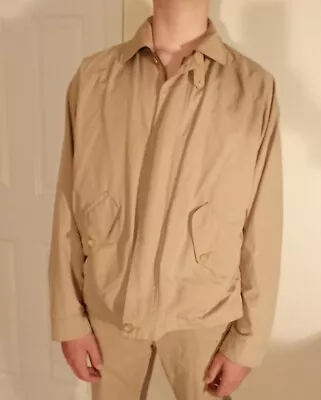 LINCS David Chu Vintage Men's SZ Med Lightweight Windbreaker Jacket Tan Full Zip • $12