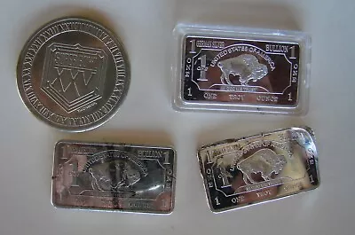 Silver 1 Oz Bars (3) + Super Bowl 25 Medallion Coin: • $90