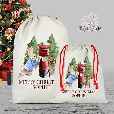 £5.99 • Buy Personalised Peter Rabbit Christmas Present Stocking Sack Gift Bag, Girl Boy