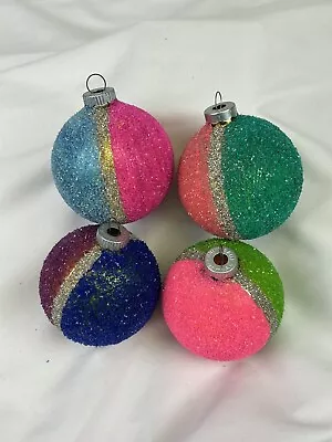 Lot Of 4 Shiny Brite Glass Christmas Ornaments 3” Sugared Sparkles • $24.90