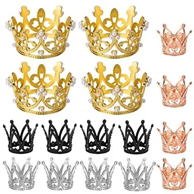 Ayfjovs 16 Pcs 4 Colors Crown Cake Topper Gold Mini Crown Silver Tiny Crown F... • $26.58