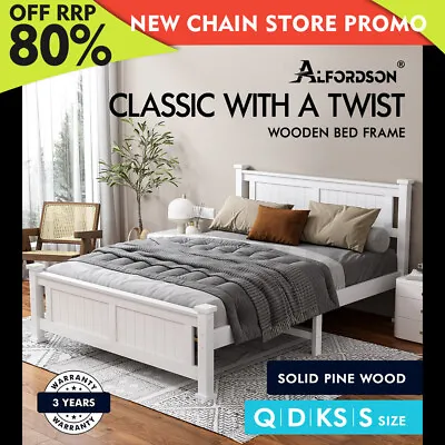 $229.85 • Buy ALFORDSON Bed Frame Queen Double King Single Size Wooden Mattress Base Arne