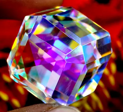 111+ Ct Natural Mystic Topaz Rainbow Color Cube  Cut Certified Gemstone • $19.71