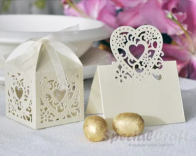 £4 • Buy Luxury Cut-out Design Wedding Sweets Gift Favour Boxes With Ribbon Ties