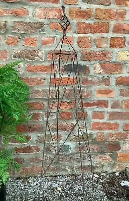 Steeple Metal Garden Obelisk Plant Support Frame 120cm Rust Effect • £25.98