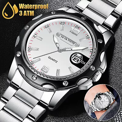 Men Watch Classic Business Stainless Steel Quartz Luminous Waterproof Wristwatch • $13.98