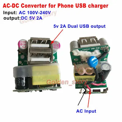 $2.67 • Buy Mini AC-DC Converter AC 110V 220V 230V To DC 5V 2A Dual USB Output Phone Charger