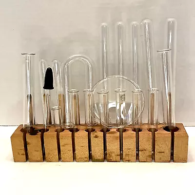 Lot Of Test Tubes W/Vintage Wooden Test Tube Rack Pyrex Dropper • $35