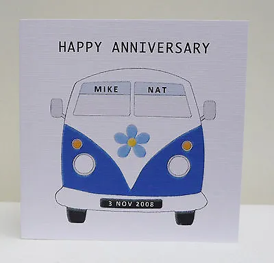 Personalised Anniversary Camper Van Card - Available In Most Colours • £2.99