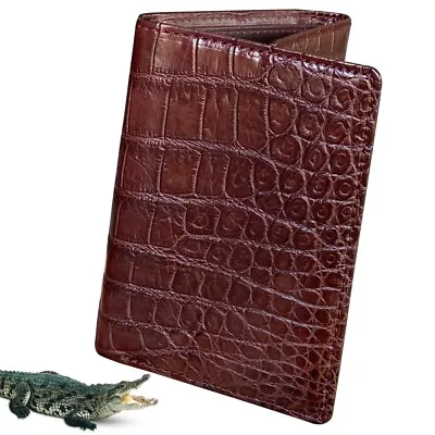 BrowWallet Mens Trifold Real Crocodile Leather Slim Mens Wallet RFID Blocking • $79