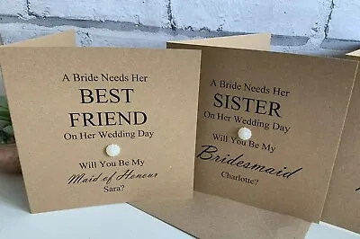 Personalised Will You Be My Bridesmaid Card Maid Of Honour Chief Friend Etc.  • £4