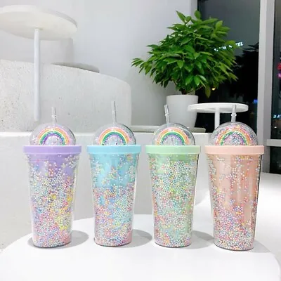 $14.99 • Buy Confetti Rainbow Tumbler Cup 19oz Double Wall Plastic Tumbler With Cover & Straw