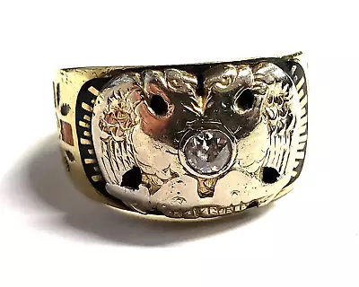 Men's Masonic Twin-Headed Eagle Diamond Ring 14KYG 8.7 Grams Size 9 Must SEE! • $599.95