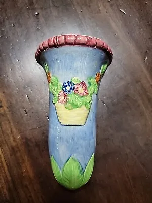 Vintage Flower Face Wall Pocket Vase Planter MCM Japan Anthropomorphic Ceramic • $24.50