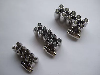£3.59 • Buy 5 X Silver Tone Barrel Magnetic Clasp End Caps For 3mm 4mm 5mm 6mm Round Leather