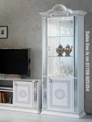 £775 • Buy Versace Design Italian White/Silver 1 Door Vetrine/Display Cabinet
