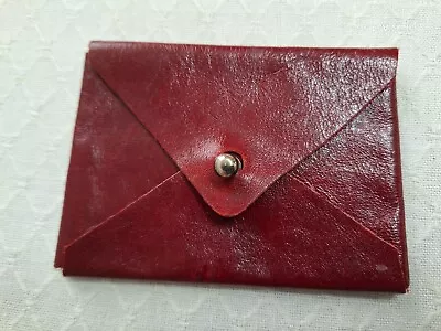 Vintage Soft Red Leather Envelope Wallet Small Handmade Retro 1950's 4 X2.75  • $14