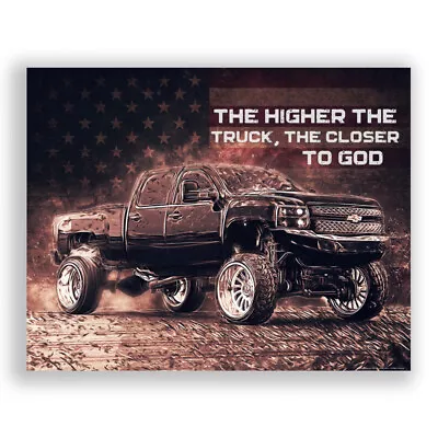 Lifted Diesel Truck Chevy God Motivational Poster Art Print Home Wall Decor • $9.95