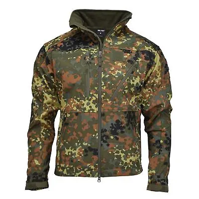 MIL-TEC Softshell Tactical Jacket SCU 14 German Flecktarn Camo Hiking Outerwear • $93.92