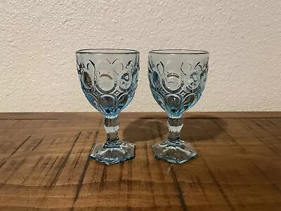 Vintage Fostoria Light Blue Moonstone Wine Glasses 1960’s Set Of 2 • $12