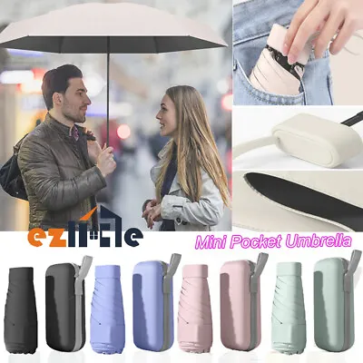 $18.99 • Buy Mini Pocket Umbrella Anti-UV Sun/Rain Windproof 6 Folding Ultra Light Umbrella